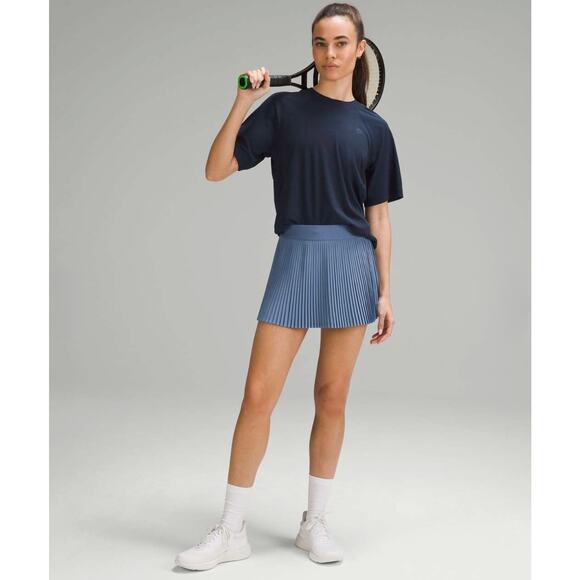 EUC Lululemon Oasis Blue Varsity Pleated Tennis Skort 8 Hi-Rise Athletic Skirt - Picture 4 of 16